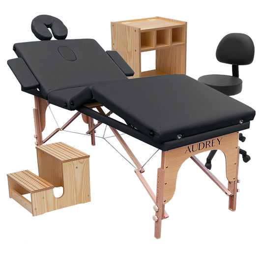 Kit Estética Audrey: Maca Pro 3, Carrinho, Escadinha e Mocho